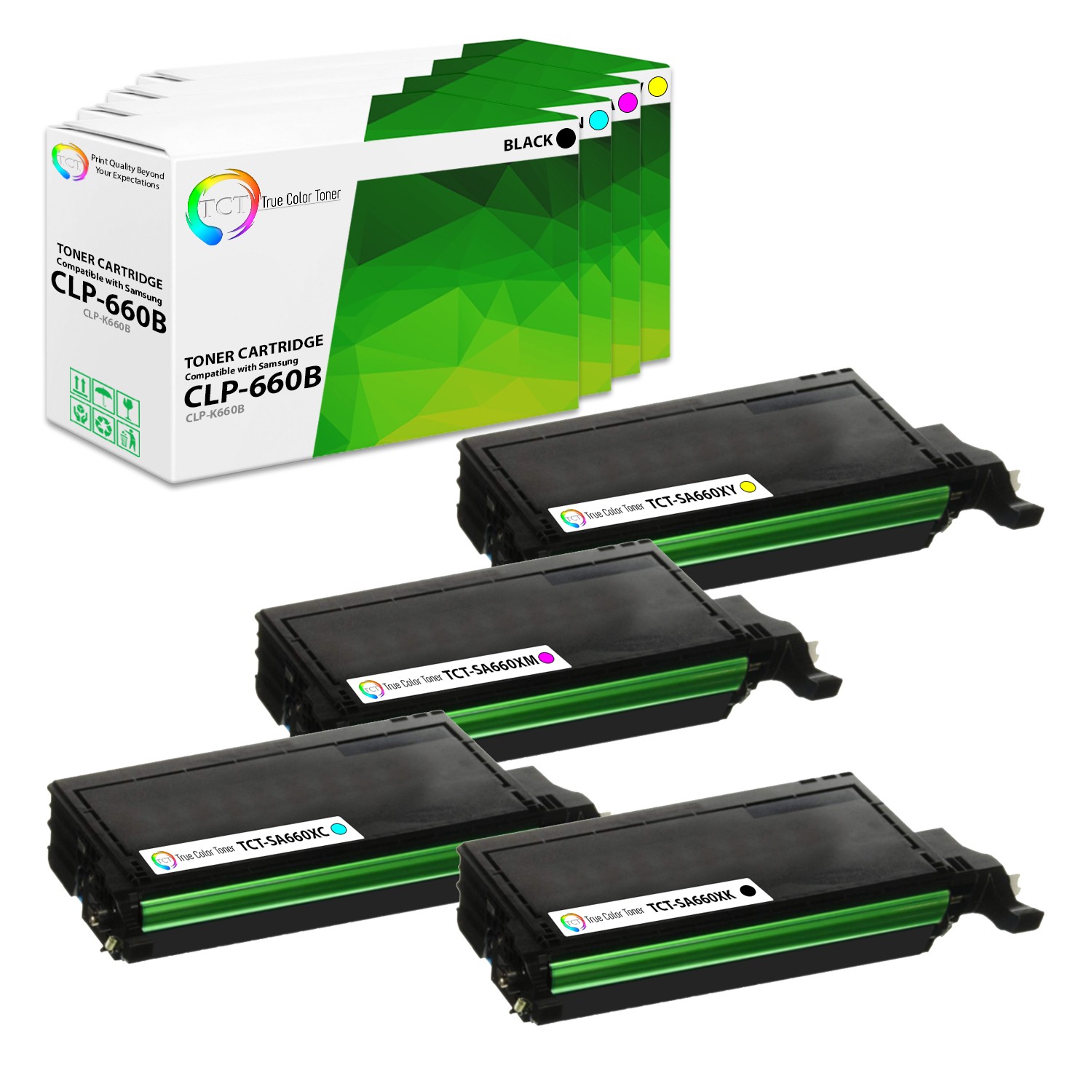 TCT 4PK CLP-660 Color Toner Cartridge For Samsung CLP660 CLP610 CLX6200 CLX6210