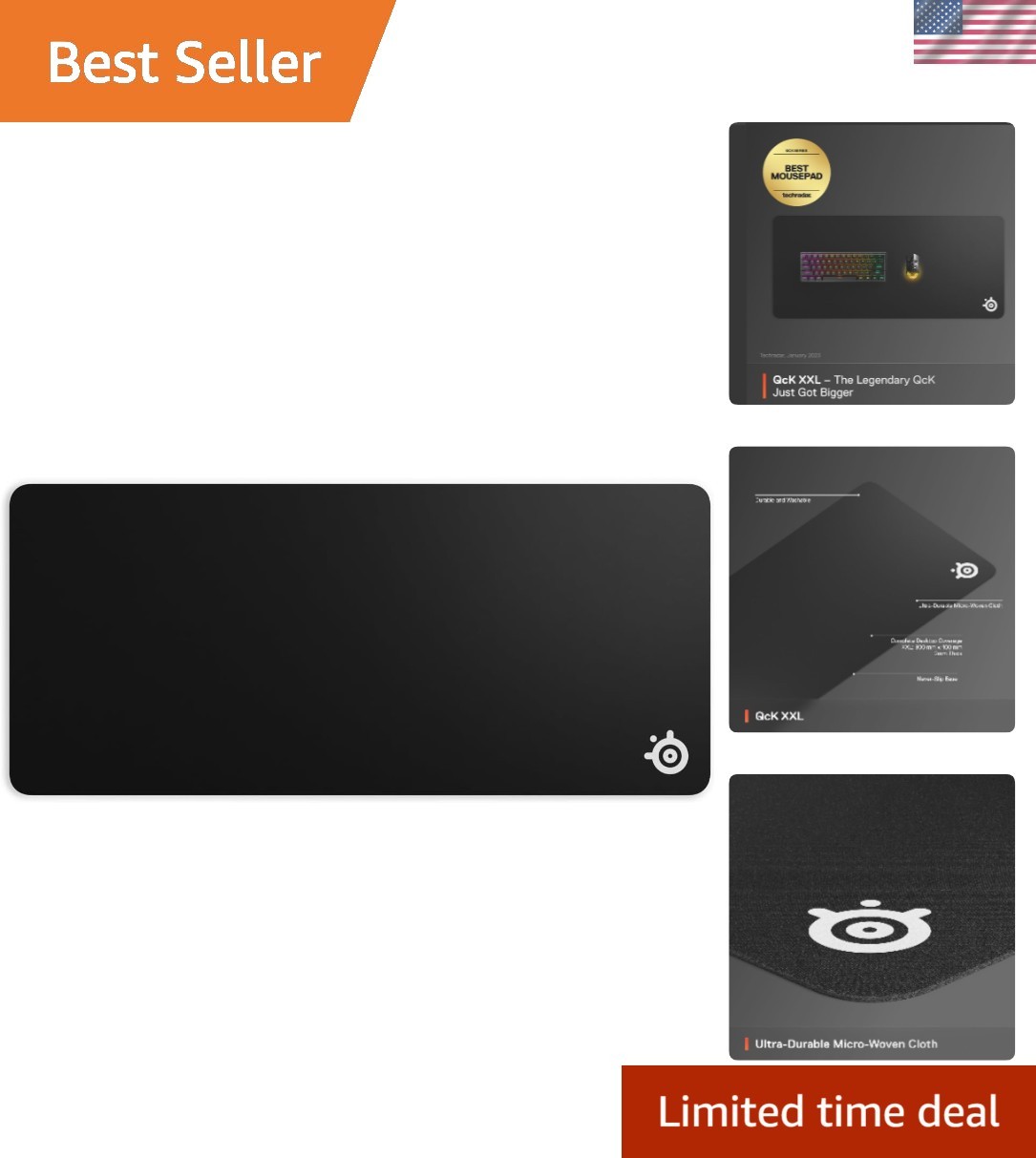 QcK Gaming Mouse Pad - XXL Cloth - Peak Tracking and Stability - Esports Mous...