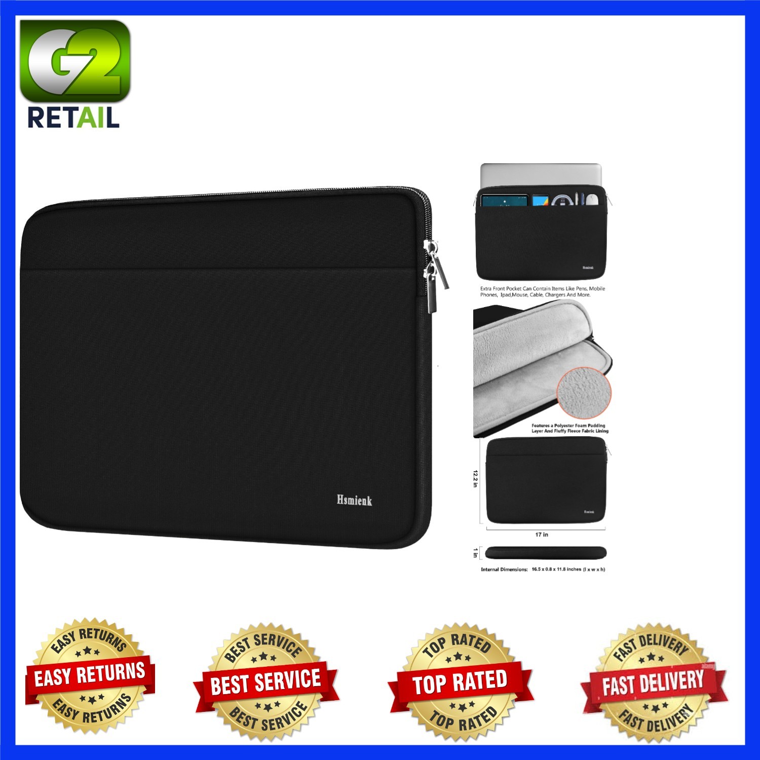 Elegant Water-Resistant 17 Inch Laptop Case - Shockproof Sleeve for Daily Use