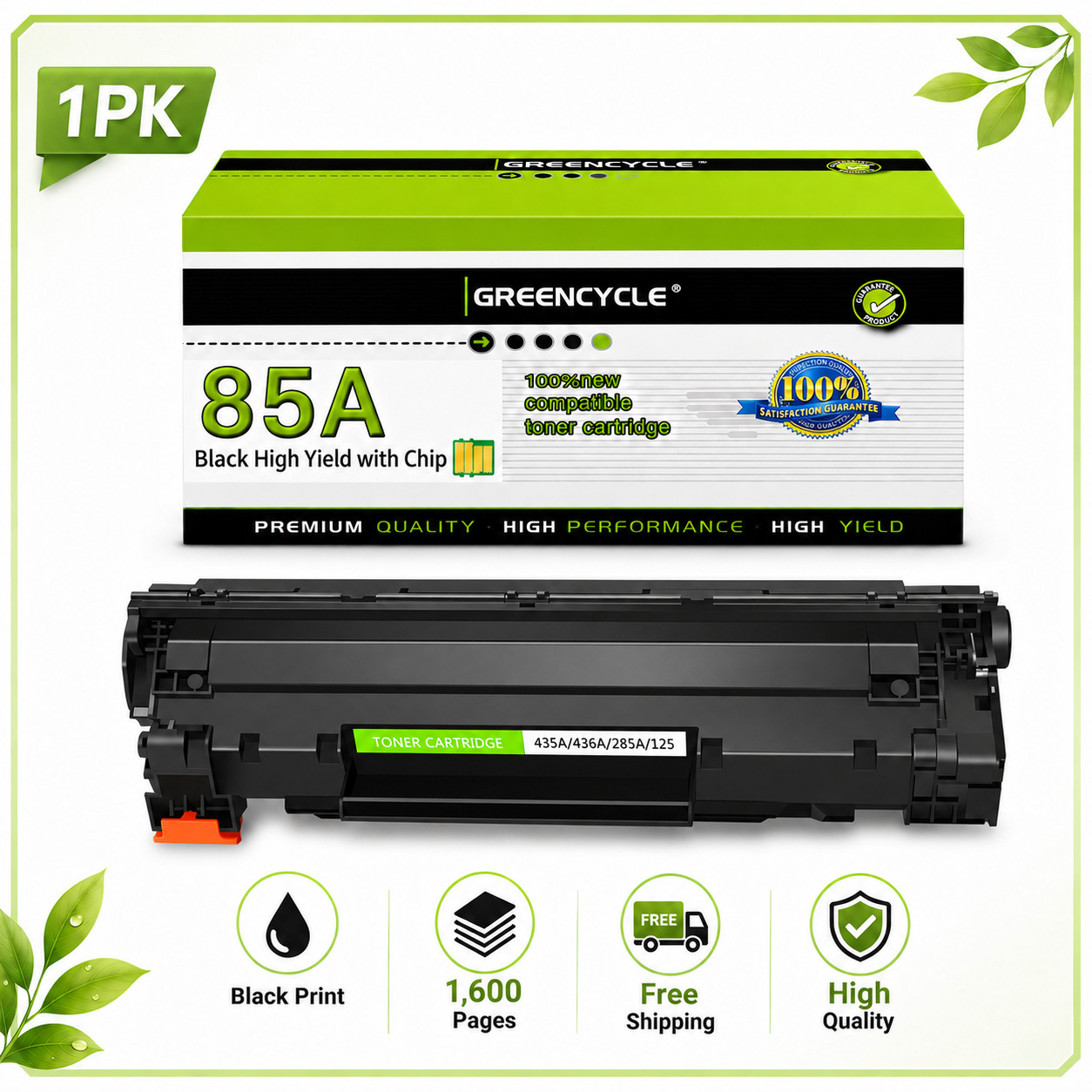 1PK CE285A For HP 85A Laserjet Toner Cartridge P1102w M1212nf MFP P1102 Printer