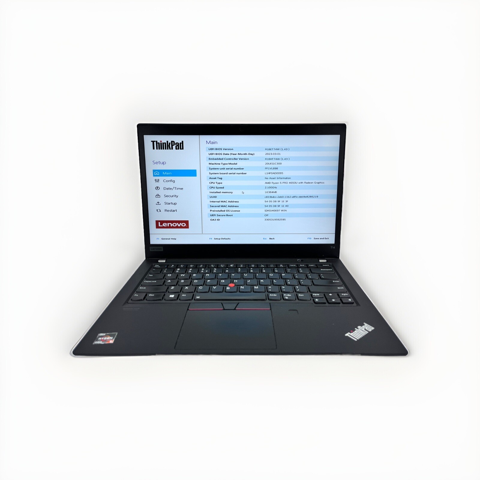 Lenovo ThinkPad T14 (Gen 1) 14" Ryzen 5 Pro 4650U 2.10GHz 16GB 512GB *Grade C*