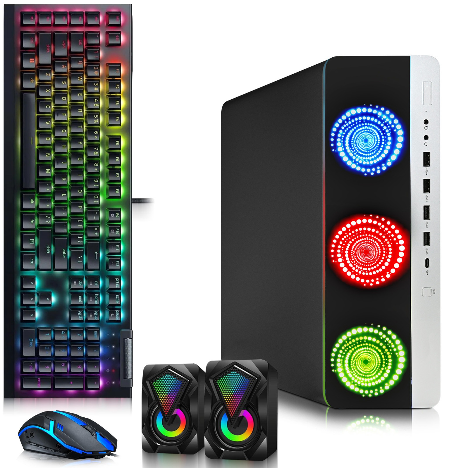 HP 800 G3 RGB Gaming PC i5-7th 16GB RAM 256GB SSD RGB-KB&M & Speakers WiFi Win11