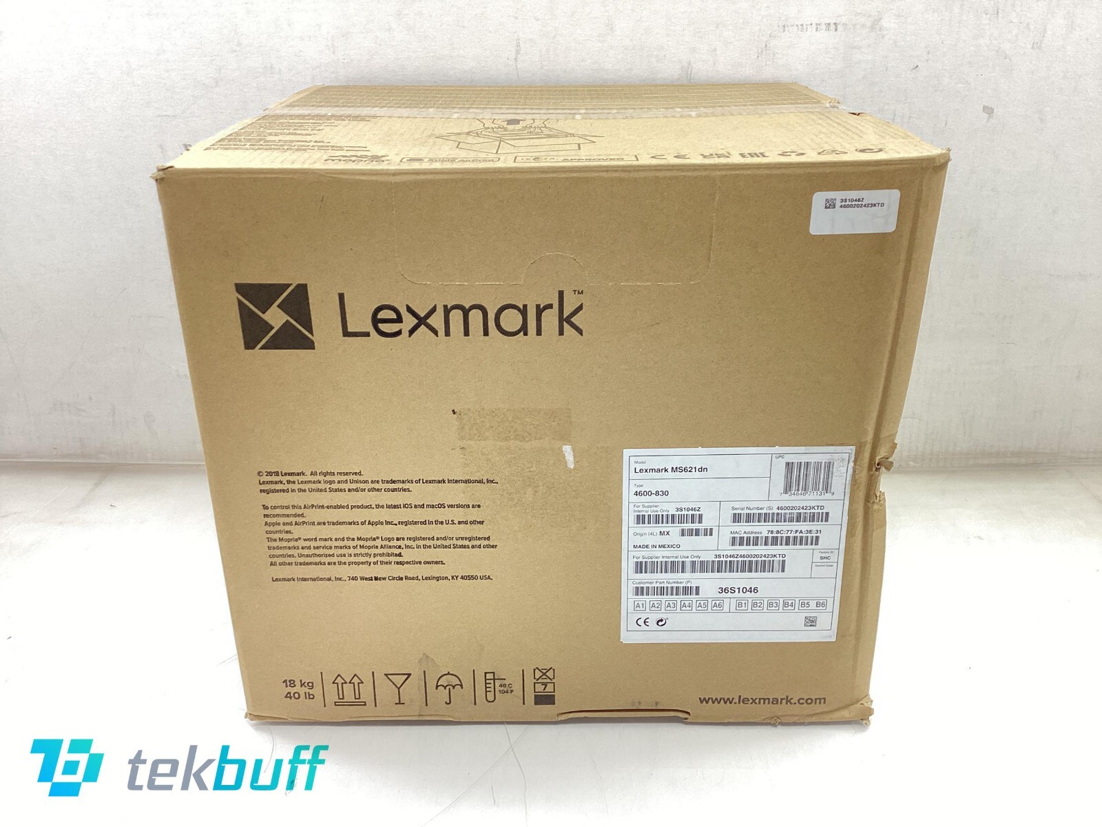Lexmark MS621DN Laser Printer - Duplex - 50PPM - 1200DPI - (36S1046)