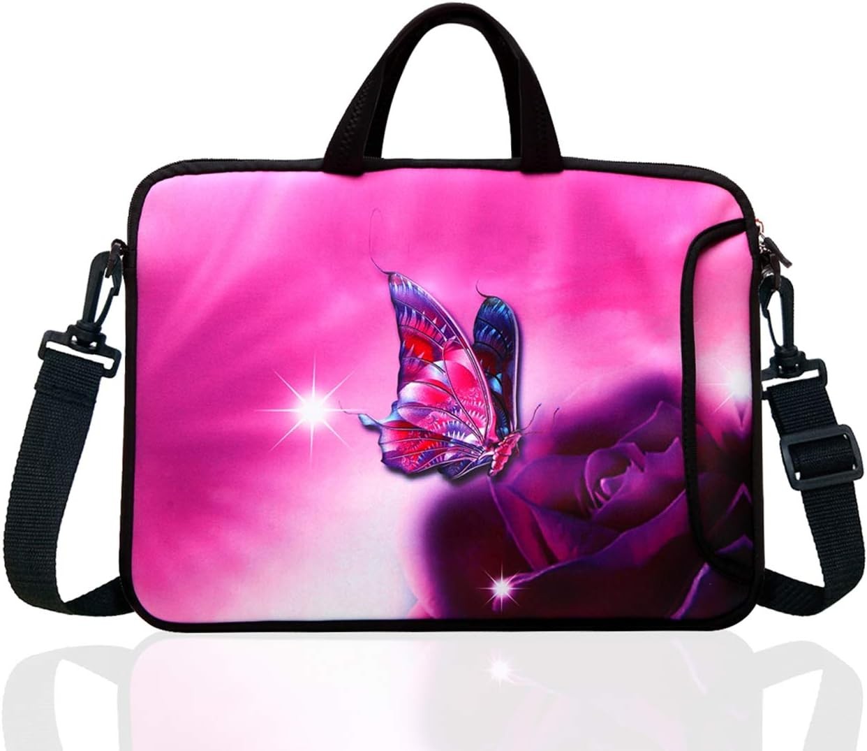 15.6-Inch Laptop Shoulder Bag Case Sleeve For 14 15" 15.6 Inch Pink Butterfly