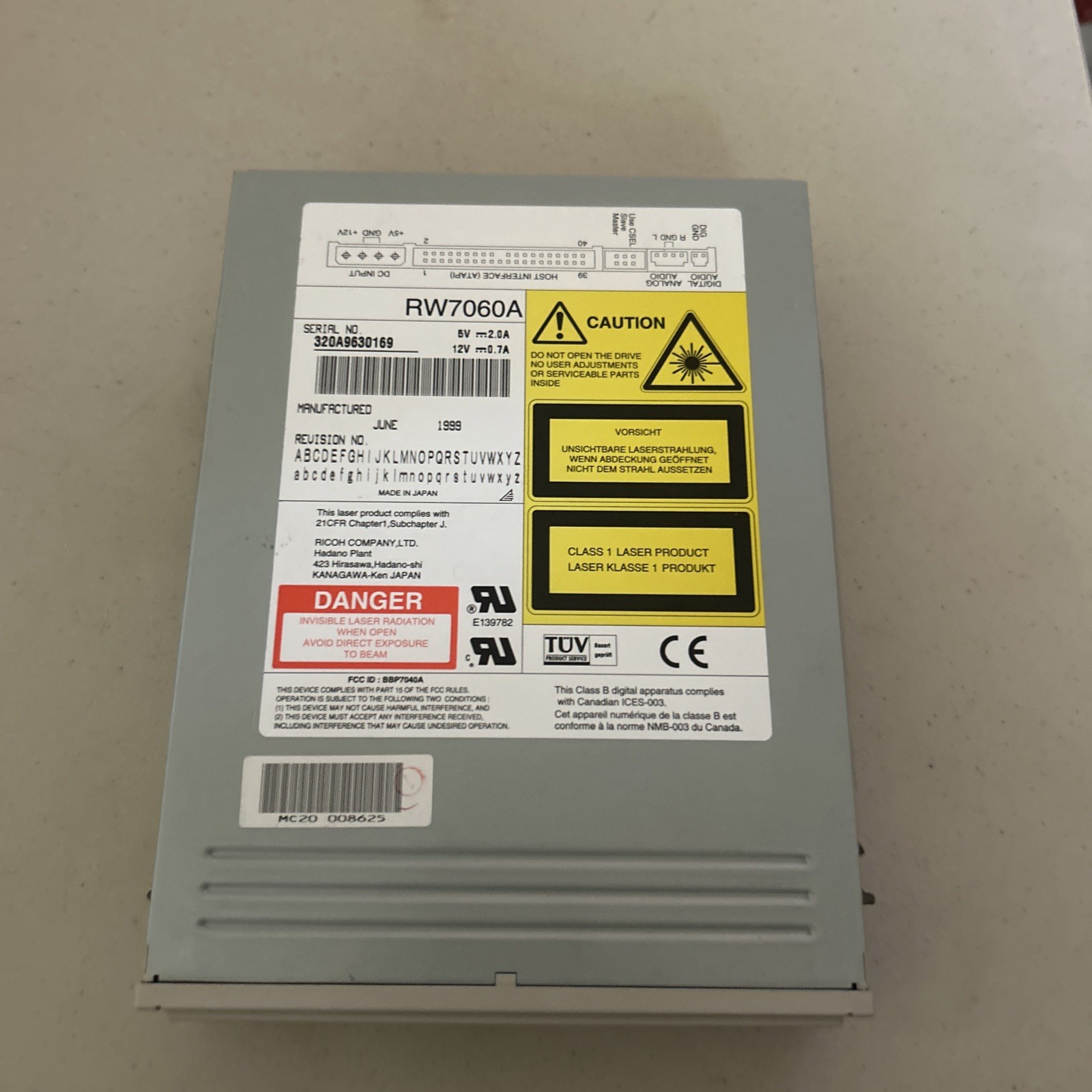 Ricoh Internal Drive Burner MP7060A CD-RW Drive 5.25 Inch