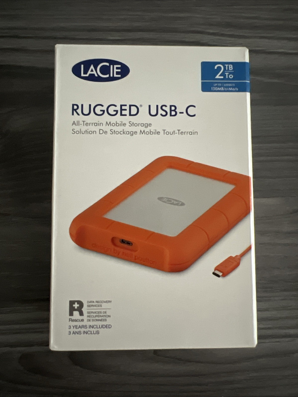 LaCie LAC9000298 Rugged Mini 2TB External Hard Drive - Orange