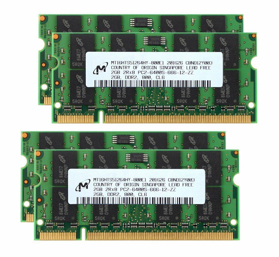 New 8GB 4x 2GB PC2-6400S DDR2 800MHz Laptop Notebook Memory SODIMM RAM Micron