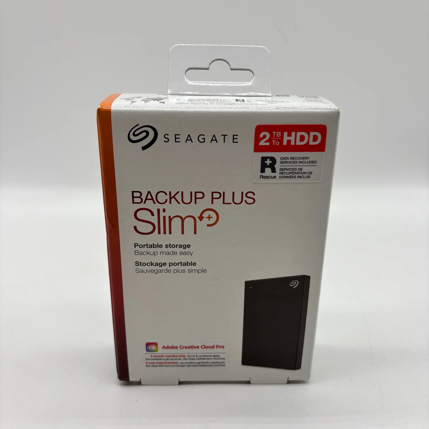 New Seagate Portable Backup Plus Slim 2TB USB-B to USB-A HDD 2R1AP7-573