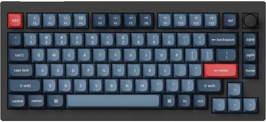 Keychron - V1 Max 75% Custom Wireless RGB Mechanical Keyboard - Black - OPEN BOX