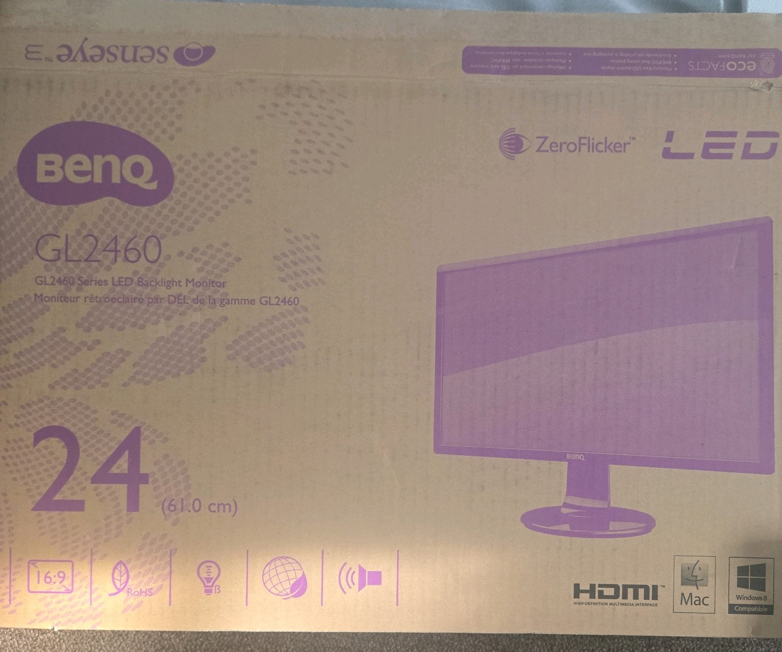 New BenQ 24" GL2460HM HD LCD TN Display Monitor