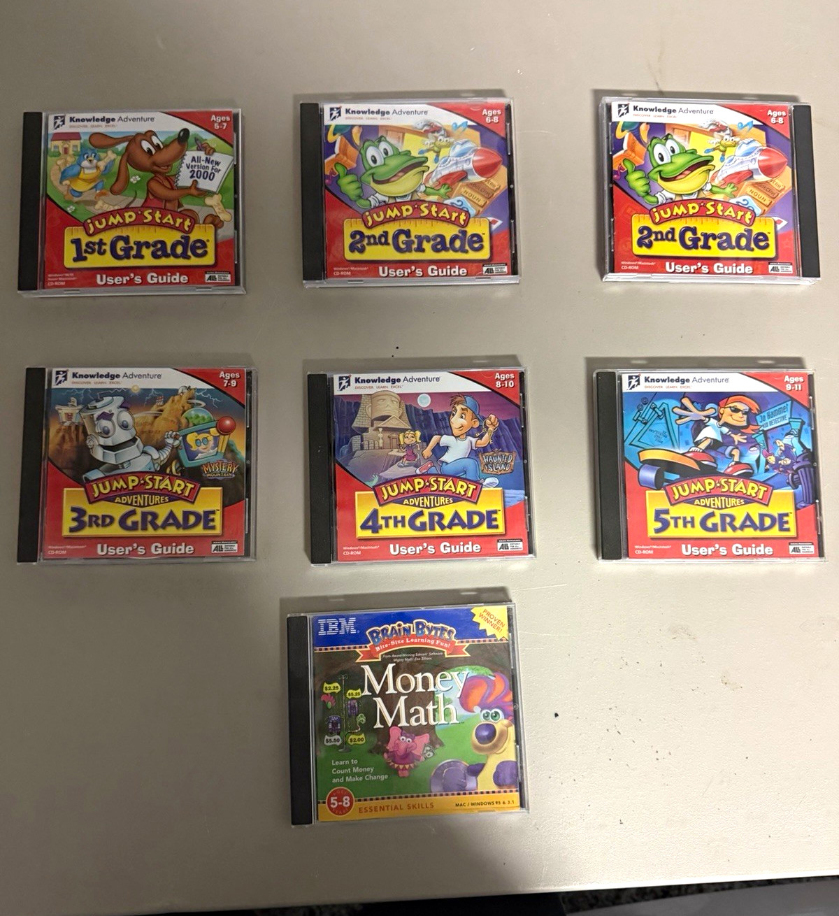 Knowledge Adventure JumpStart Lot 7 CD-ROMs Grades 1-5 + My First Moose Math