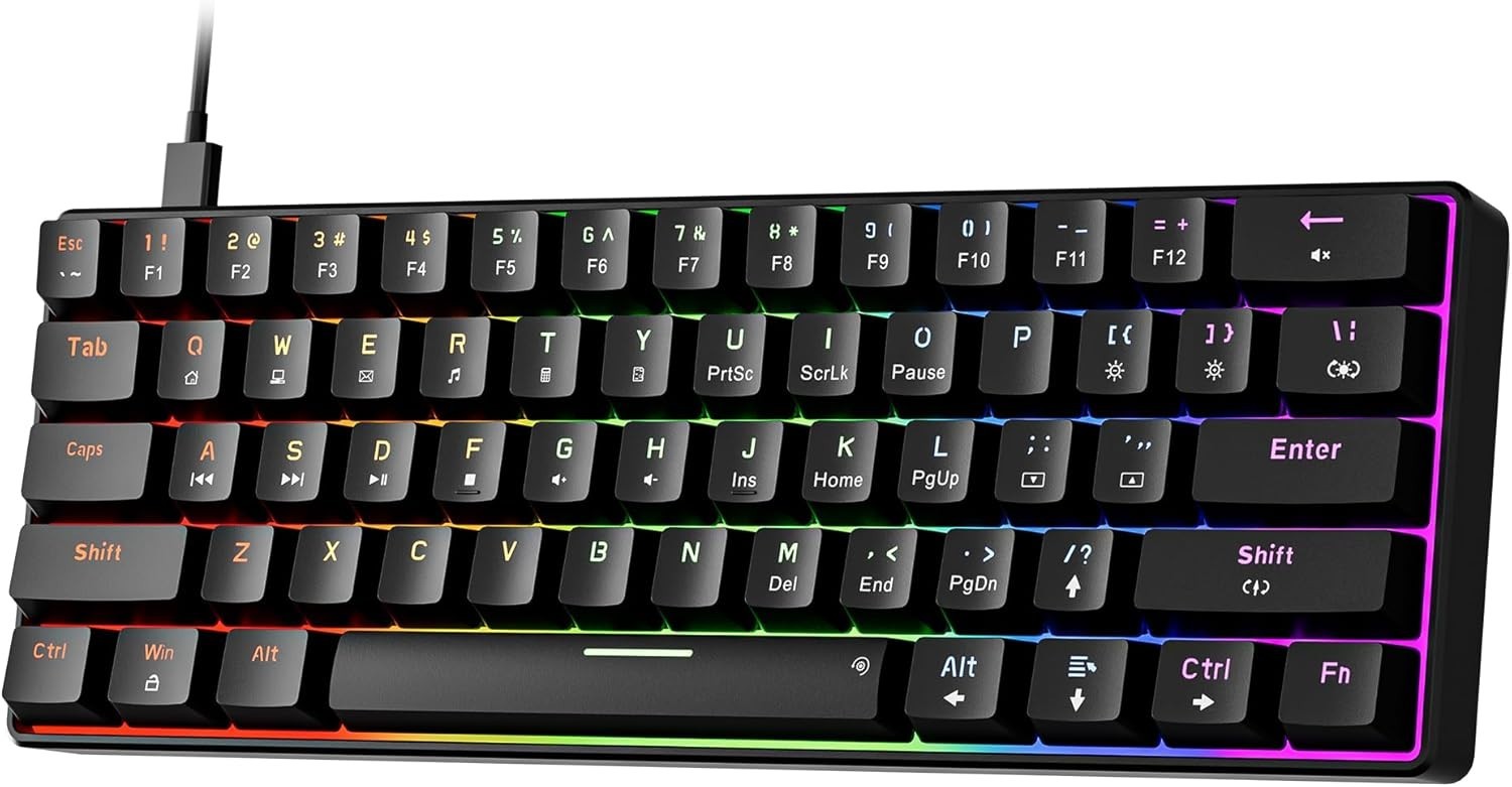 Teclado mecanico gm seiscientos once sesenta por ciento luces led portatil pc