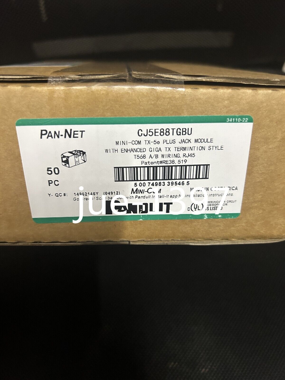 Panduit CAT5e Network Module CJ5E88TGBU BOX OF 50. 