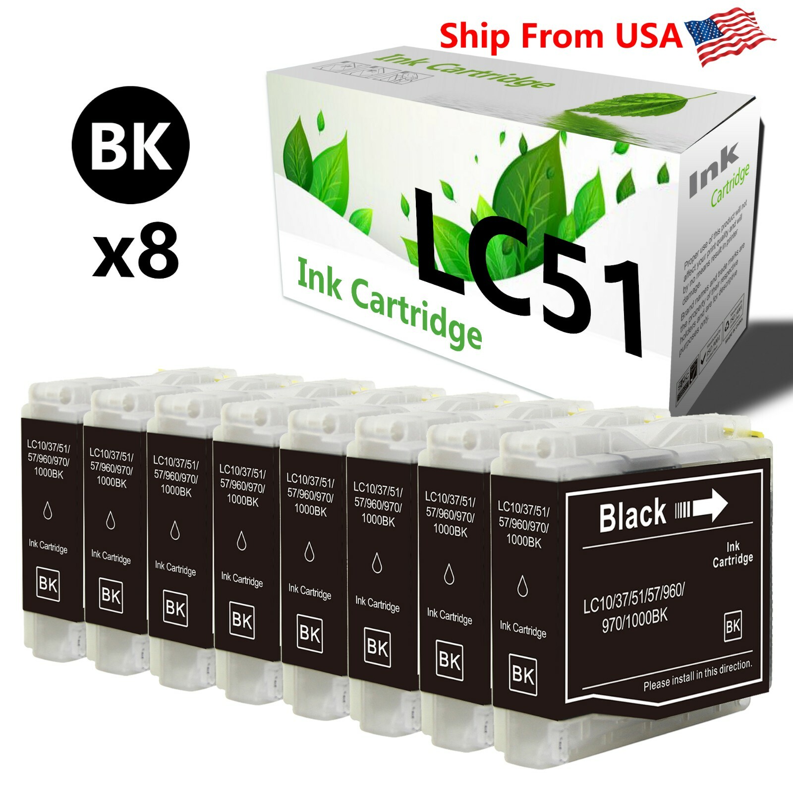 8-PacK LC51 LC-51 Ink Cartridge used for DCP-330C MFC-465CN Printer
