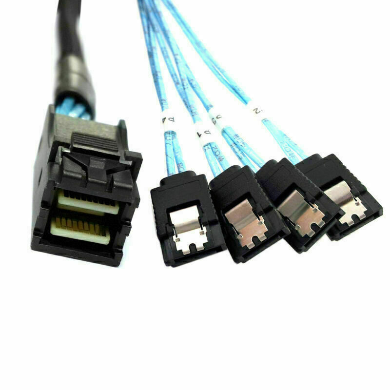 Cablecy Mini SAS SFF-8643 Target to 4 SATA 7pin Host Hard Disk Data Raid Cable
