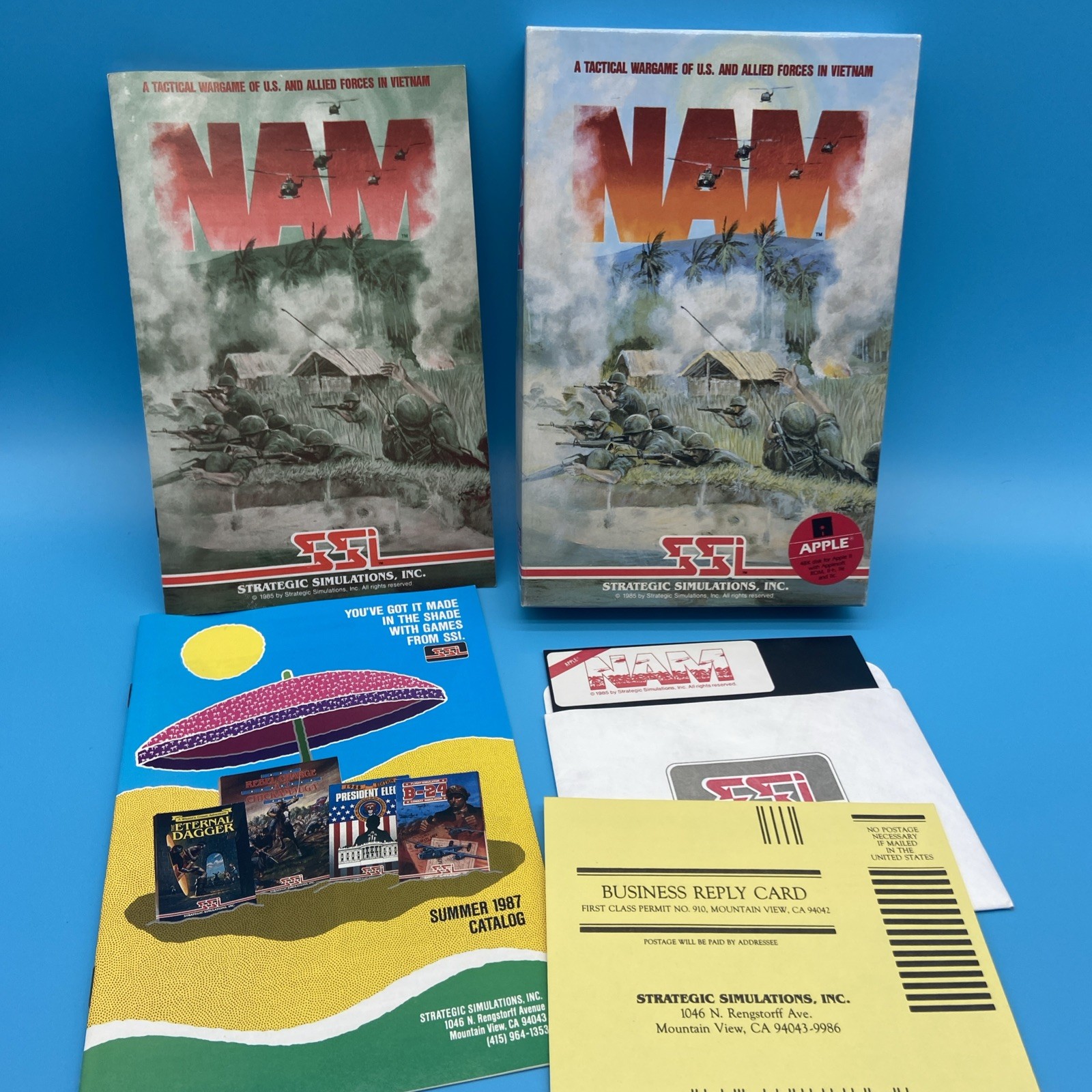 NAM (1986) SSI Apple II - COMPLETE CIB - w/ Summer 1987 Catalog
