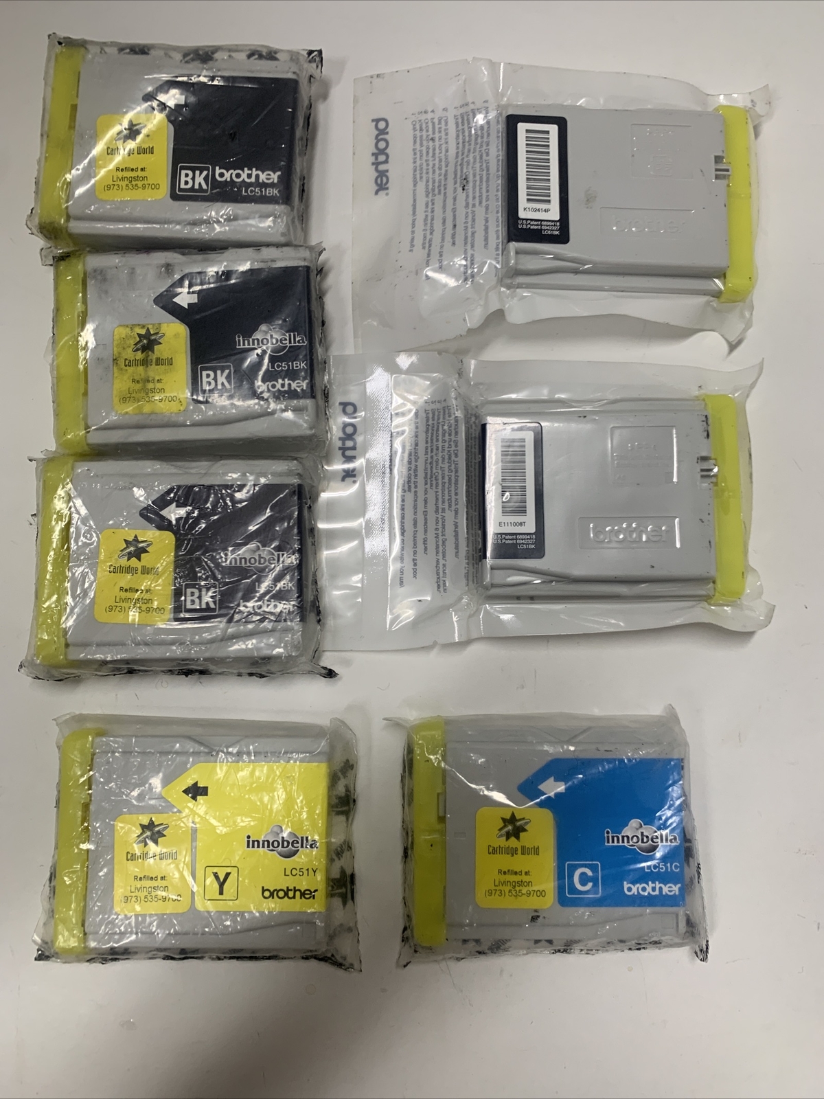 Brother INK CARTRIDGES 5-LC51BK 1-LC51Y 1-LC51C LOT OF 7 Cartridges