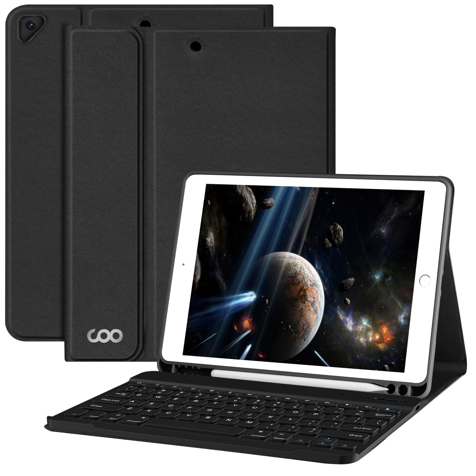 iPad 2021 9th Gen Keyboard Case, 7 Color Backlit Detachable Wireless Bluetooth K