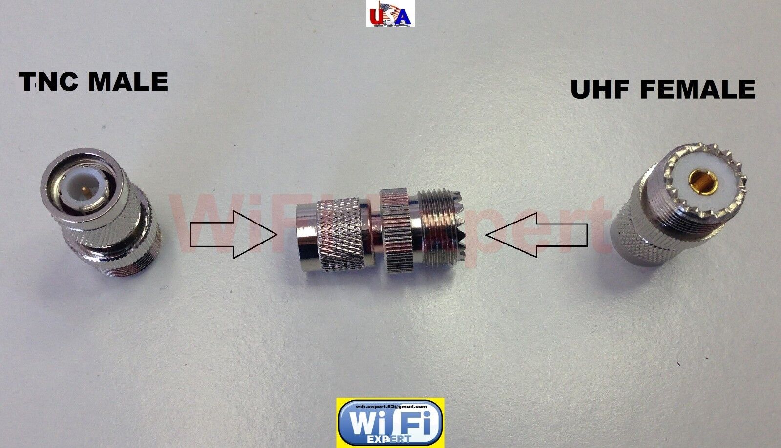 1x UHF Female SO239 Jack to TNC Male Plug Straight RF Coax Connector Adapter USA
