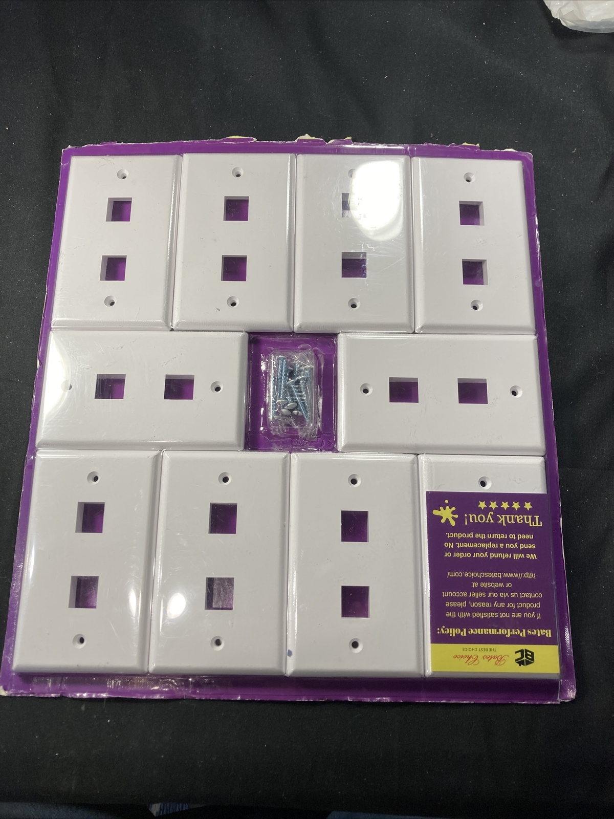 2 Port Keystone Wall Plate, 10 Pack, White Ethernet Wall Cover, Bates Choice.
