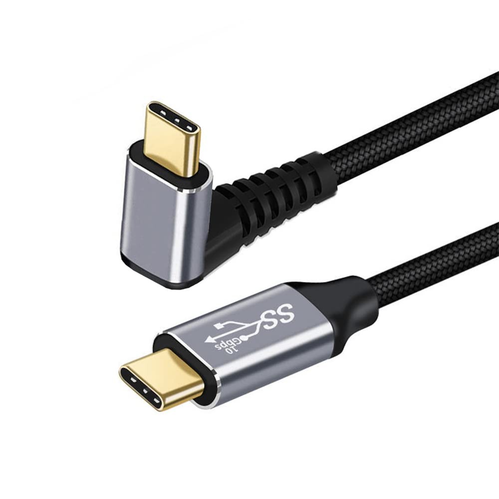 NFHK 90 Degree Up Down Angled Type-C USB-C Male to USB3.1 100cm, Black