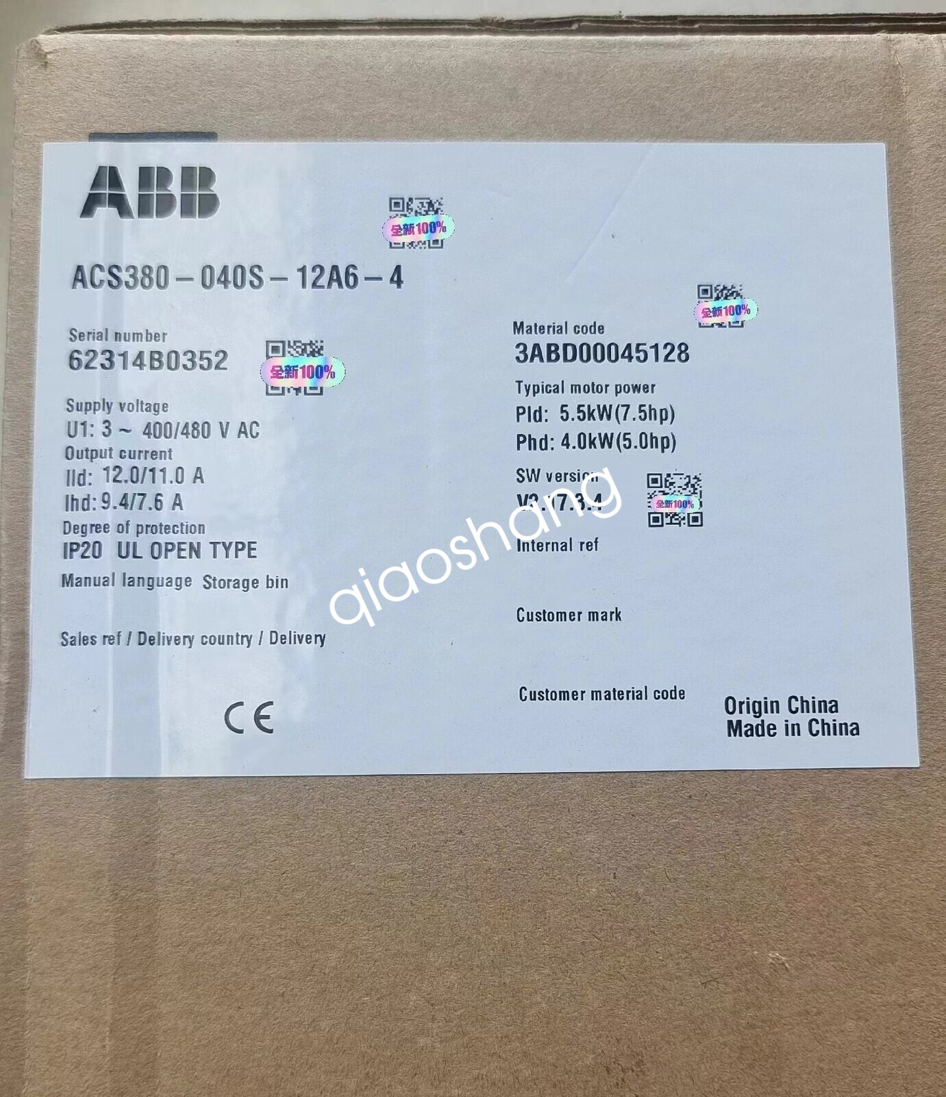 1pc ABB ACS380-040S-12A6-4 frequency converter 5.5 KW
