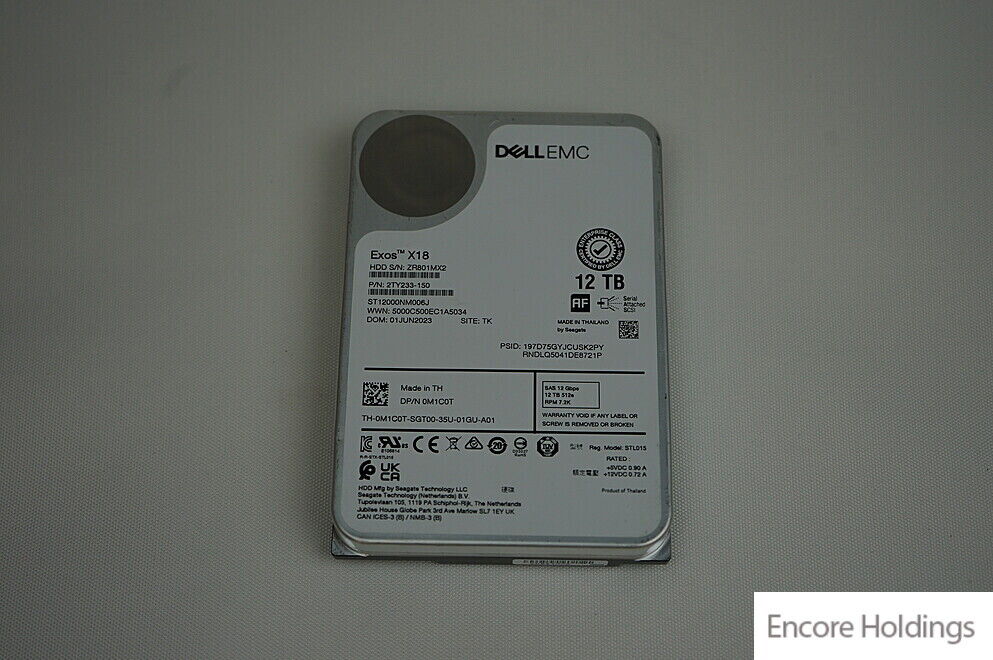 Dell Seagate ST12000NM006J Exos X18 12TB Near-line Internal Hard Disk M1C0T