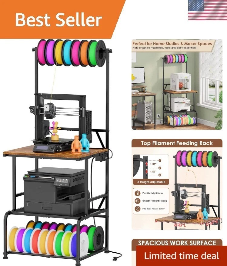 3D Printer Stand with Filament Storage, Large 3D Printer Table Filament Organ...