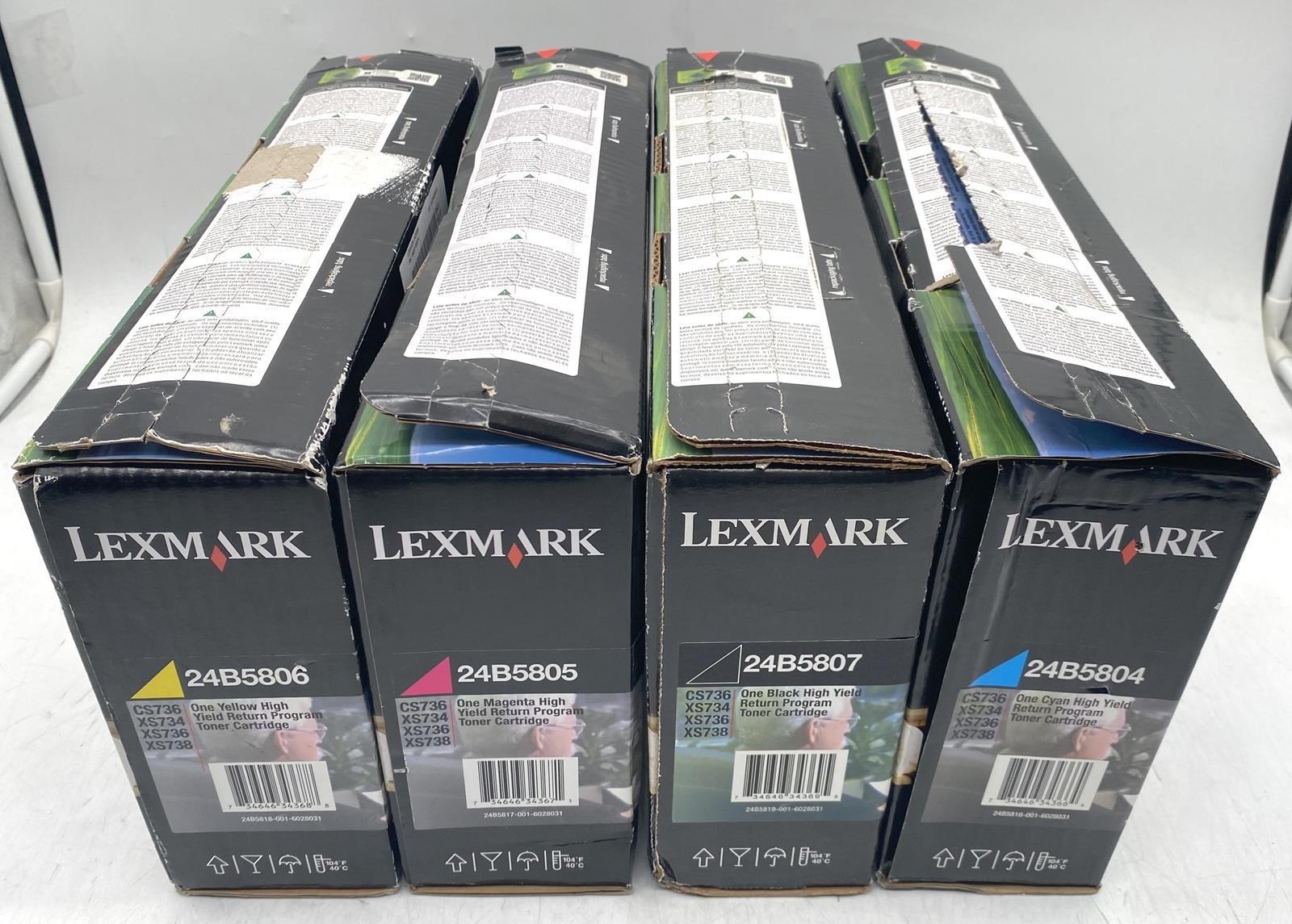 4X NEW LEXMARK 24B5804 24B5805 24B5806 24B5807 TONER CARTRIDGES