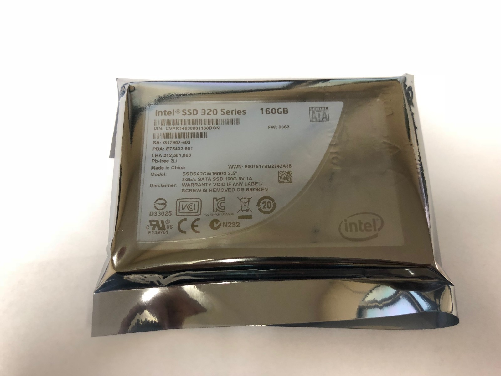 Intel SSD 320 Series 9.5MM Gen3 160GB 2.5" MLC SATA 3Gbs