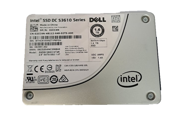 Dell/Intel DC 2CC4N S3610 1.6TB Solid State Drive SATA 2.5" SSDSC2BX016T4R 