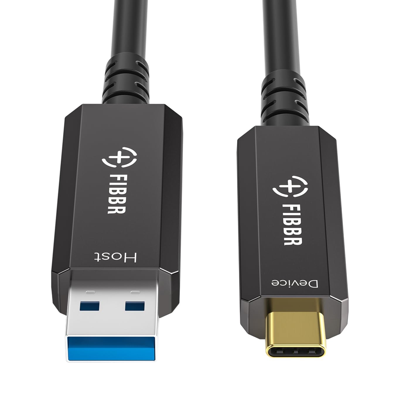 FIBBR Fiber Optic USB 3.2 Cable 10Gbps Ultra Speed AC-Fiber-16.5 ft, Black