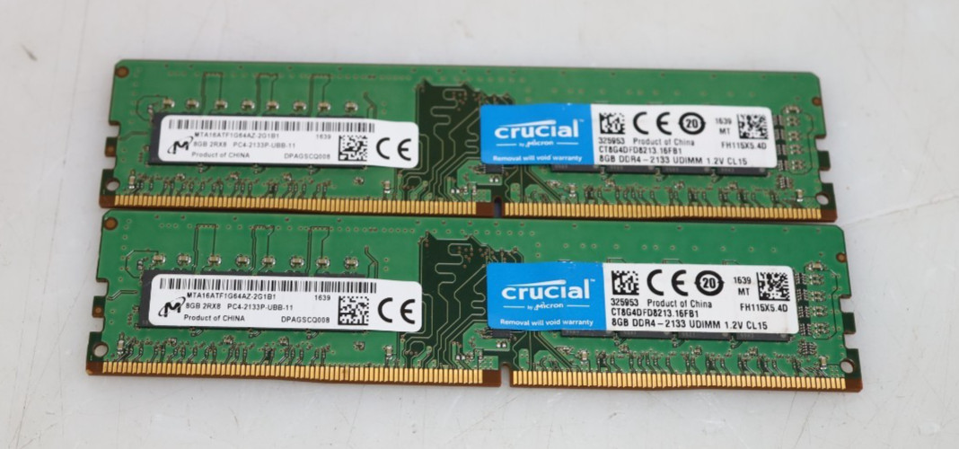 Lot 2x 8GB (16GB) Micron MTA16ATF1G64AZ-2G1B1 2133MHz DDR4 UDIMM Memory