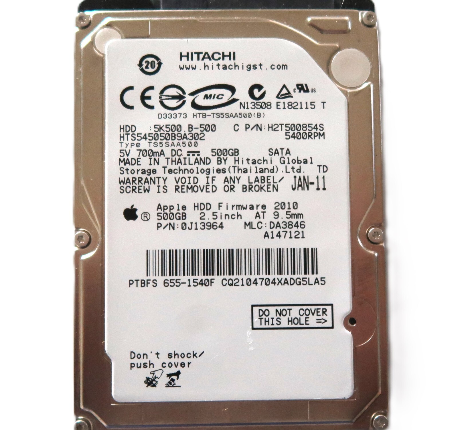 Hitachi HTS545050B9A302 0J13964 DA3846 (CQ21) 2.5" Thailand 500gb Sata HDD 2011