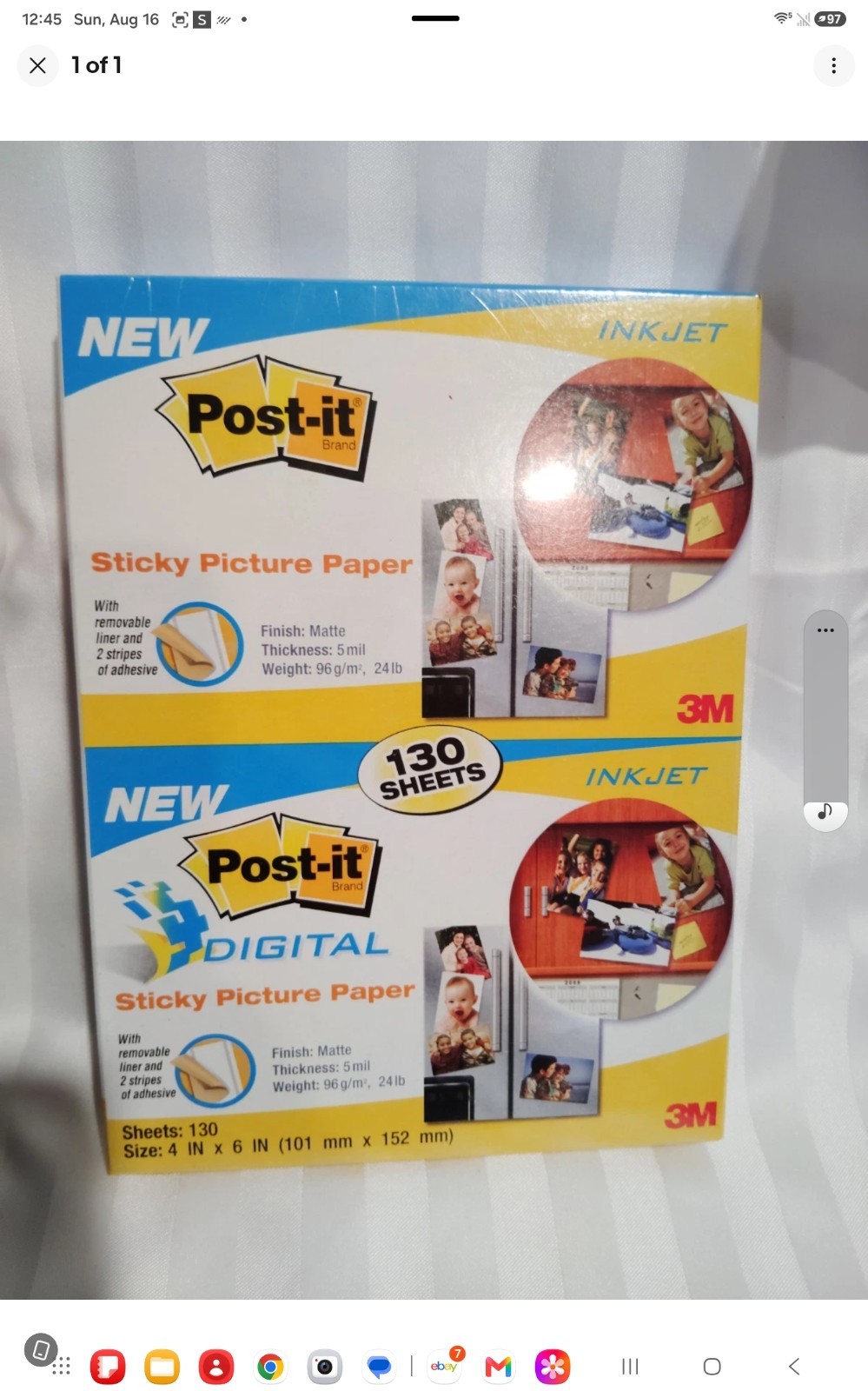 New Post -it Digital Sticky Picture Paper.3M 4x6 Bundle 130 Piece.Ink Jet