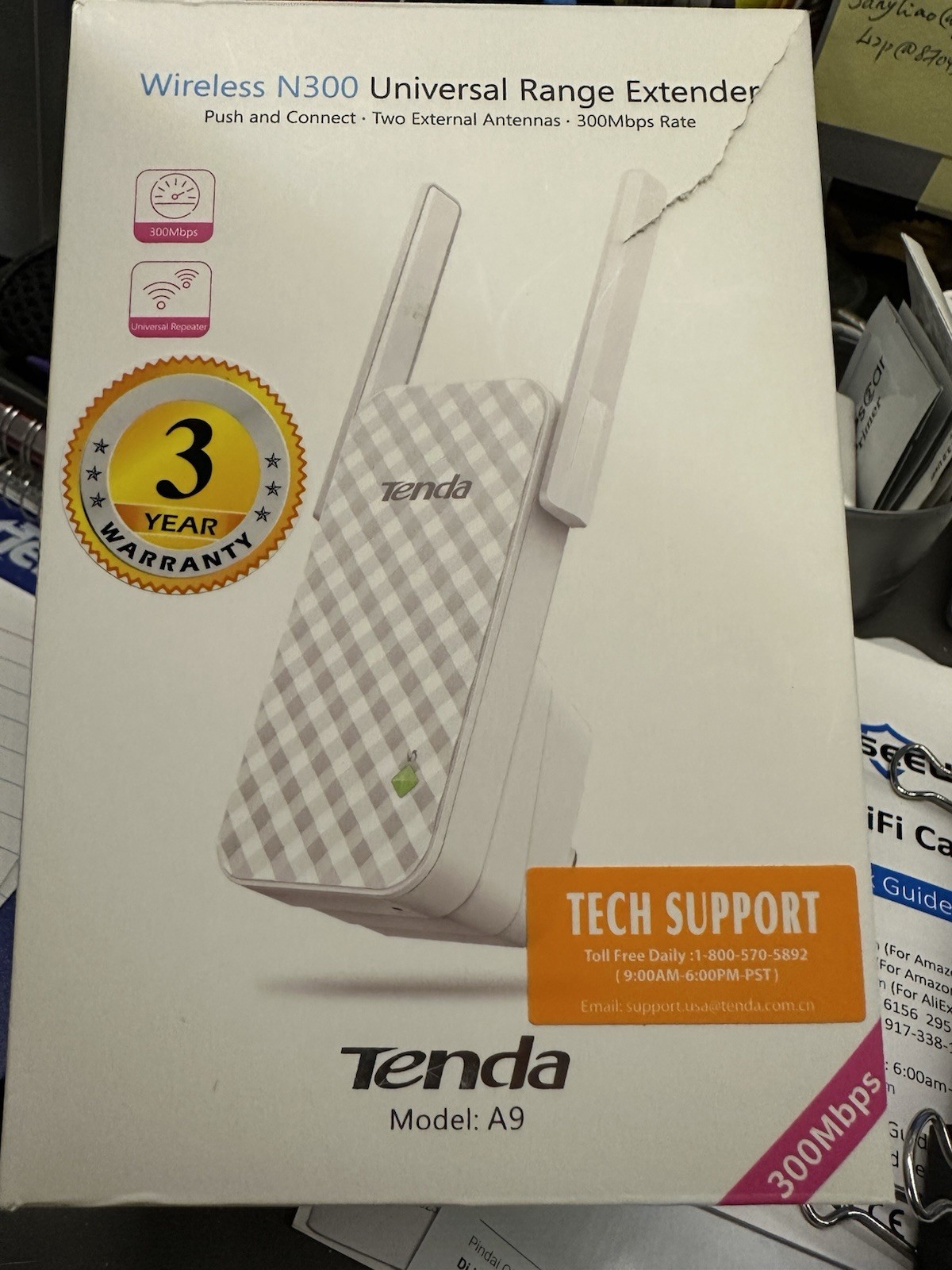 TENDA TECHNOLOGY A9 N300 UNIVERSAL RANGE EXTENDER NEW SEALED 