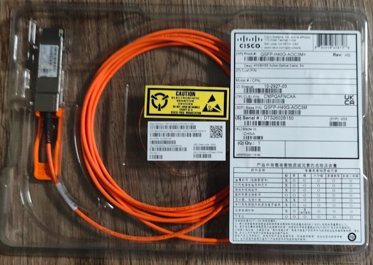 1x - Genuine Cisco QSFP-H40G-AOC3M - 3 meters w/Hologram sealed in clamshell