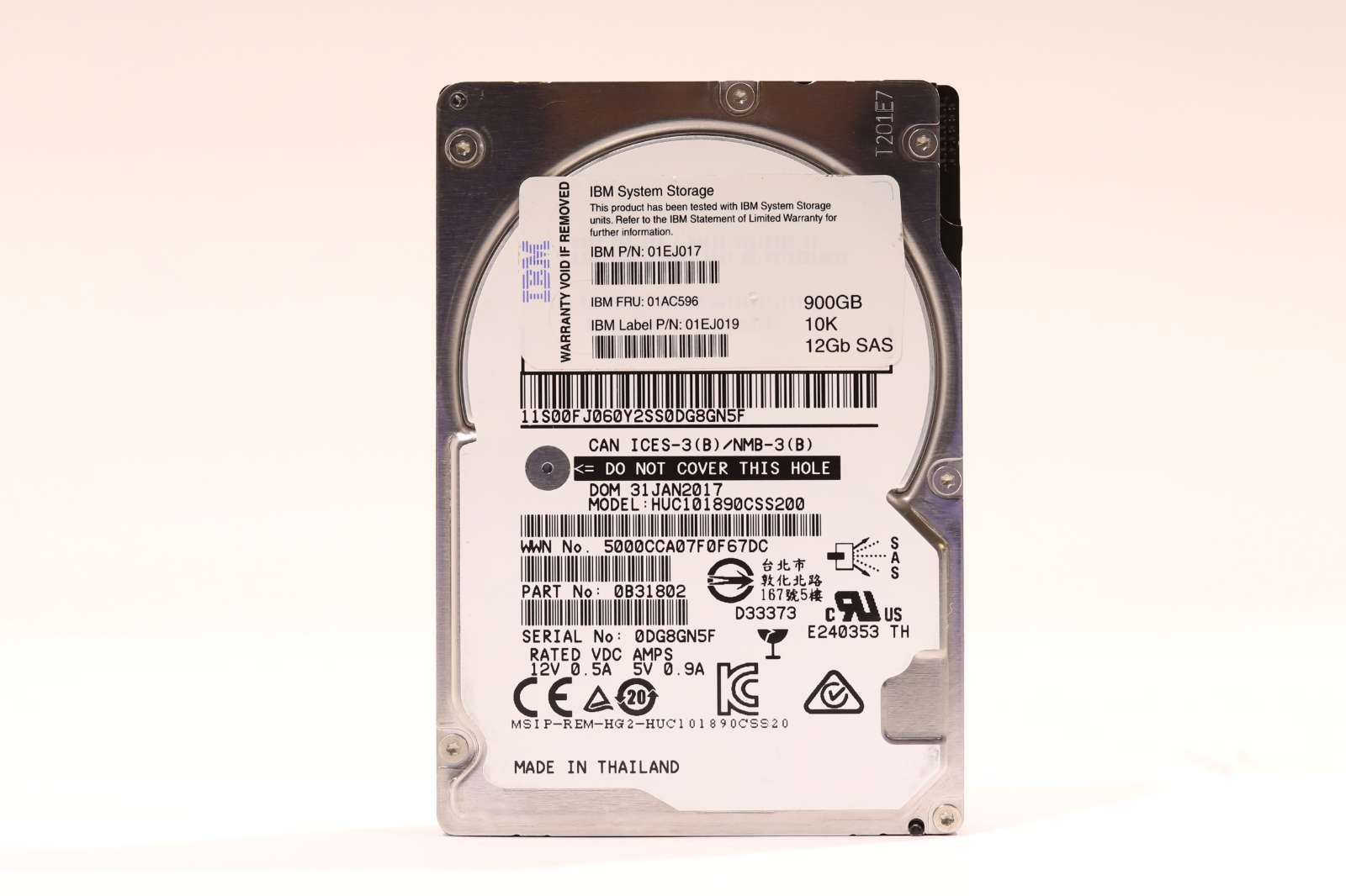 IBM HUC101890CSS200 900GB 2.5" 12Gb/s 10K RPM SAS Hard Drive P/N: 01EJ019 Tested