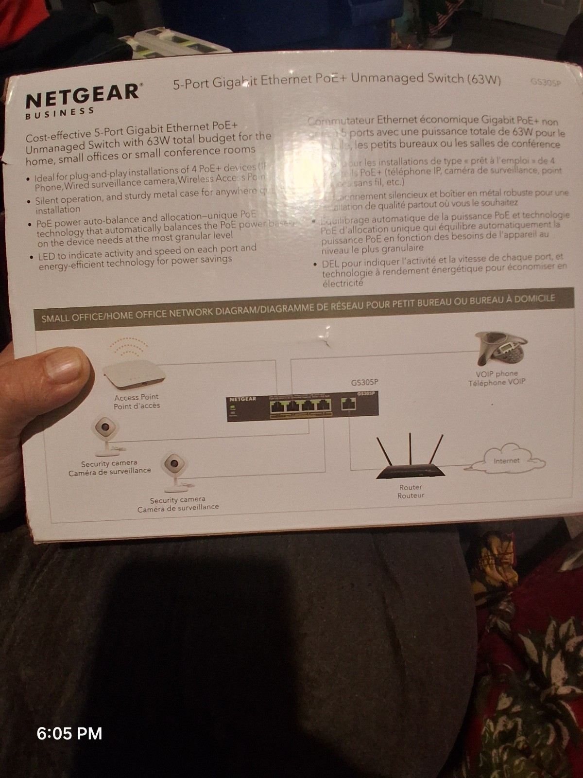 NETGEAR GS305P-200NAS 5-Port  Unused Open Box