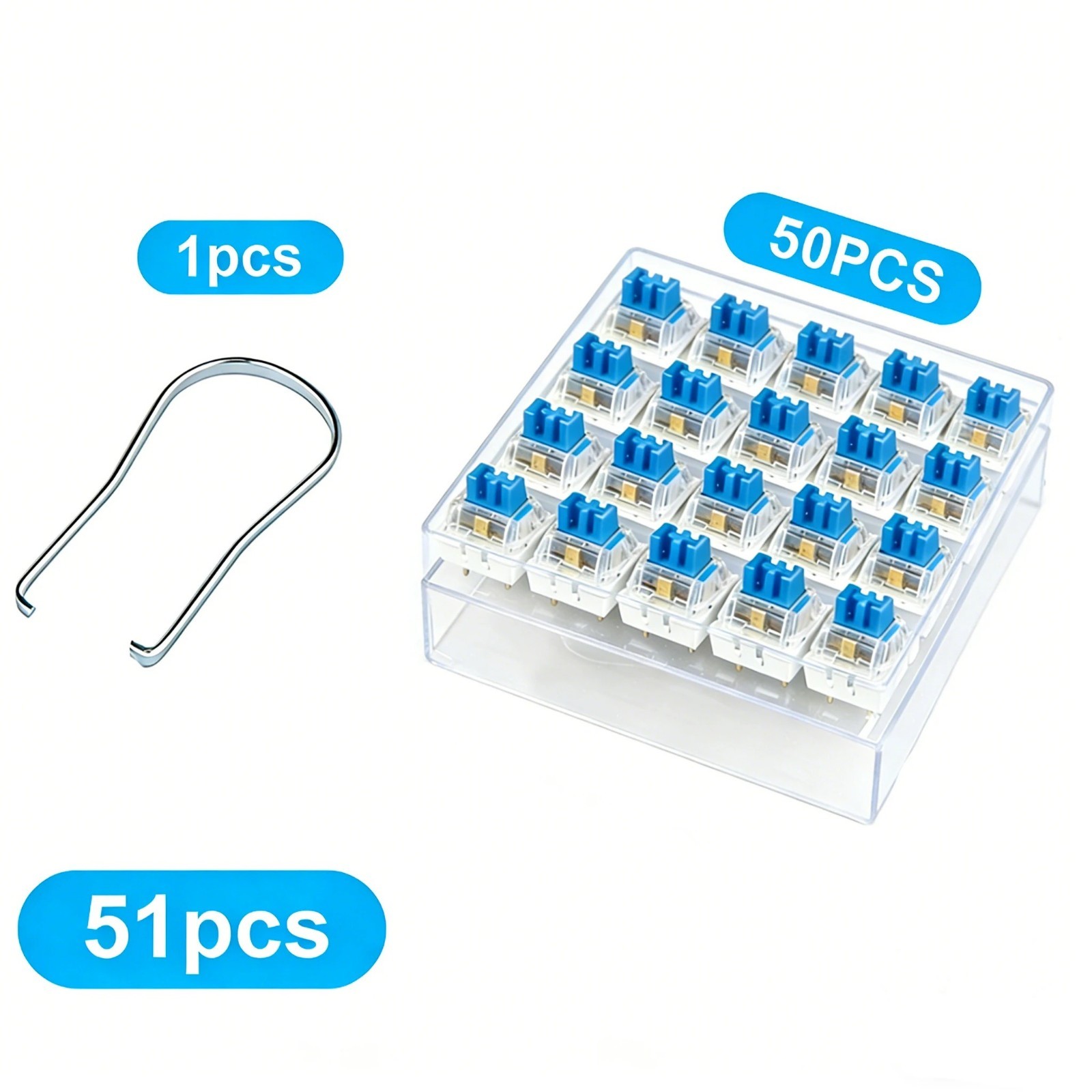 Keyboard Switches, 50 Pcs 3 PIN Blue Keyboard Clicker Dustproof Mechanical Ke