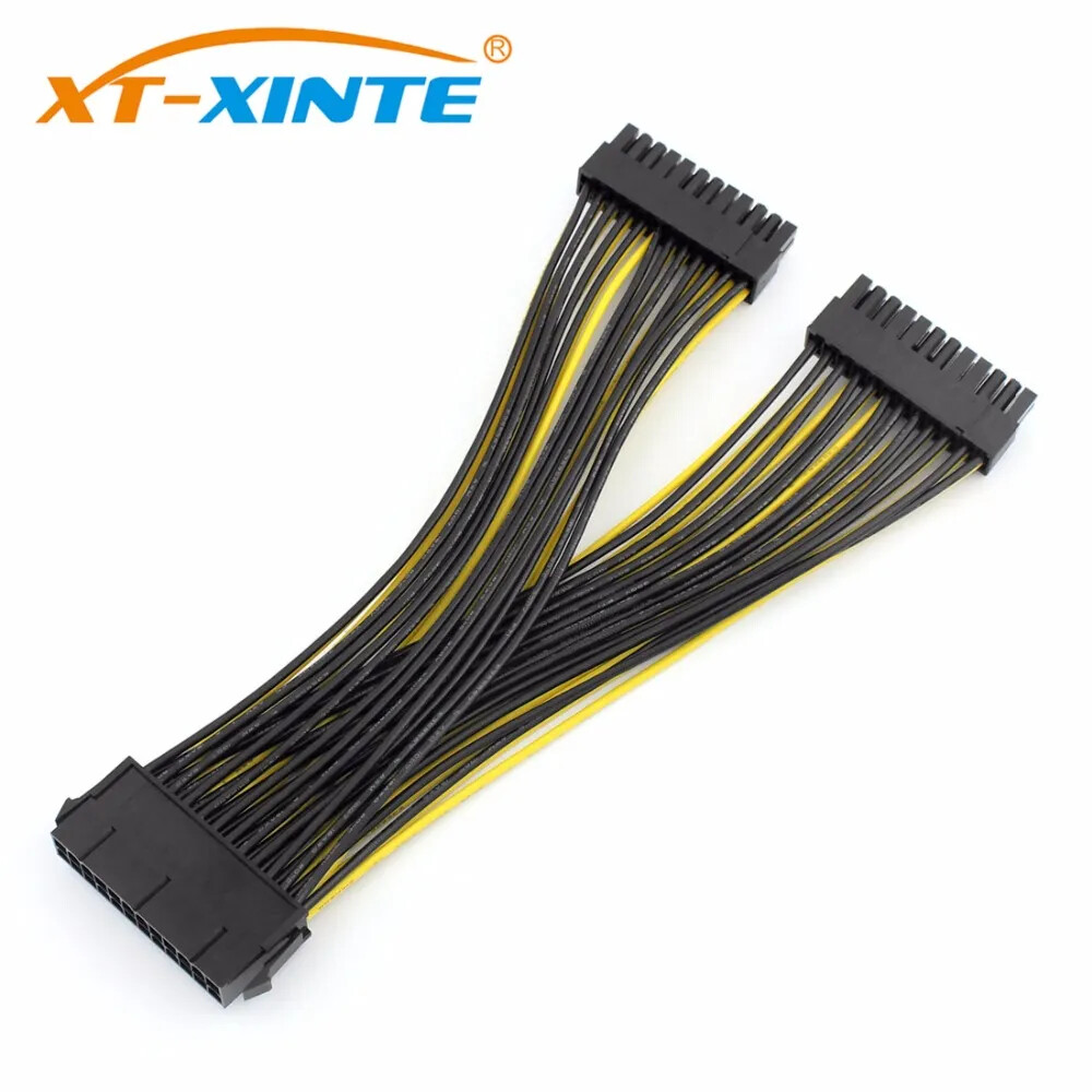Adapter 20+4Pin Dual for ATX Motherboard Supply PSU 24Pin Mining Cable Power