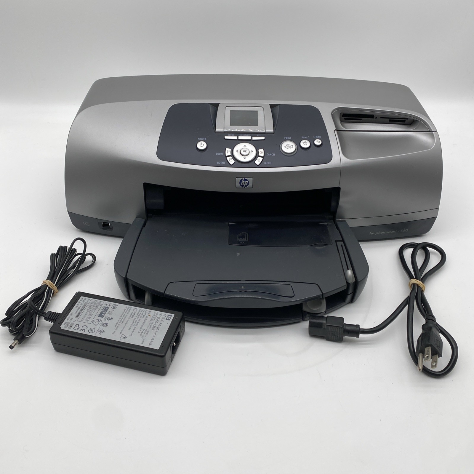 HP Photosmart 7550 Standard Inkjet Printer And Original AC Adapter Tested