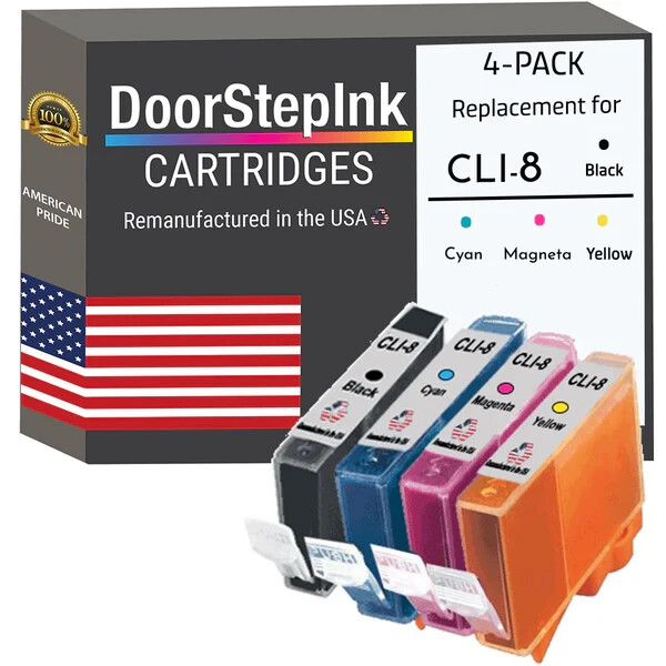 DoorStepInk Compatible Ink Cartridges for Canon CLI-8 Black / 3 Color 4-Pack-USA