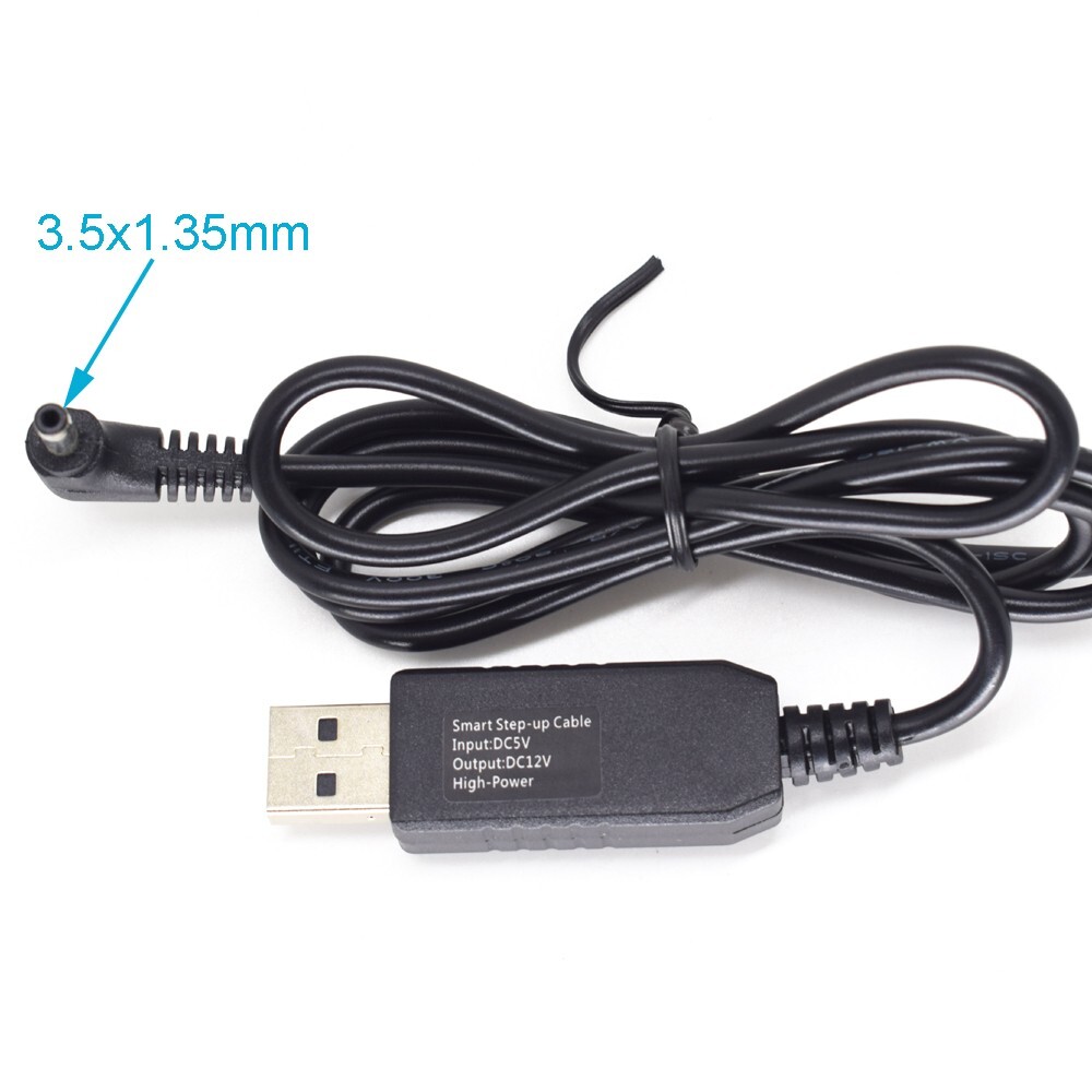 10pcs 3.3ft/1M USB A Male 5V To 12V DC 3.5x1.35mm Right Angle Male Step-Up Cable