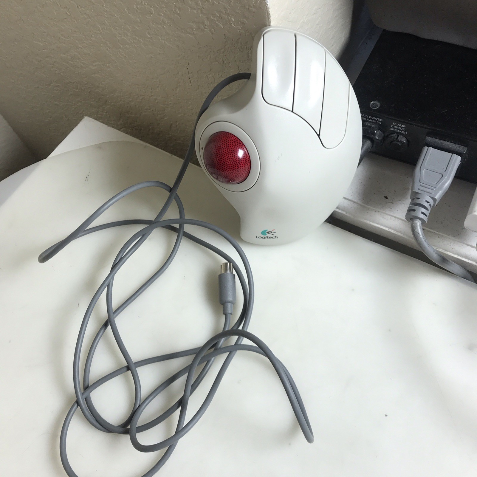 Logitech TrackMan Marble T-CH11 Vintage Trackball Mouse Wired Red Ball