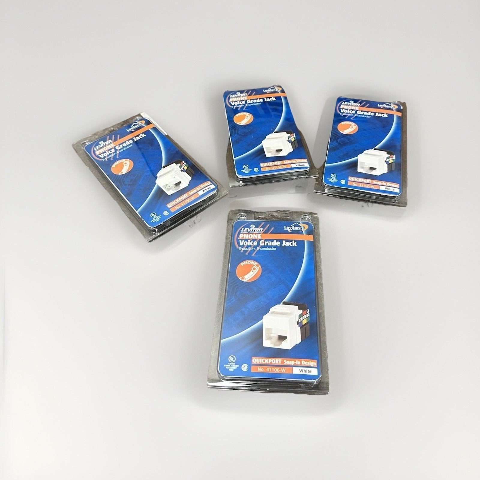 6-PACK Leviton R04-41106-W Quickport Voice Grade Jack, 6-Position, 6-Conductor