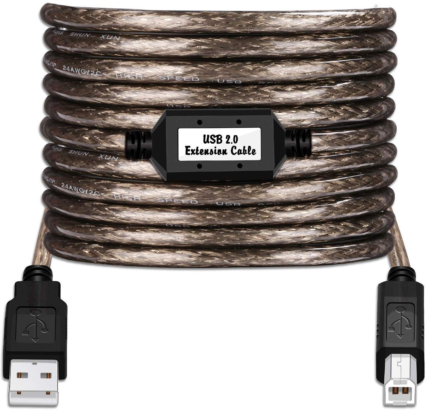 USB 2.0 Printer Cable 50ft/15M - A-Male to B-Male High Speed Cable- 2 Sets.