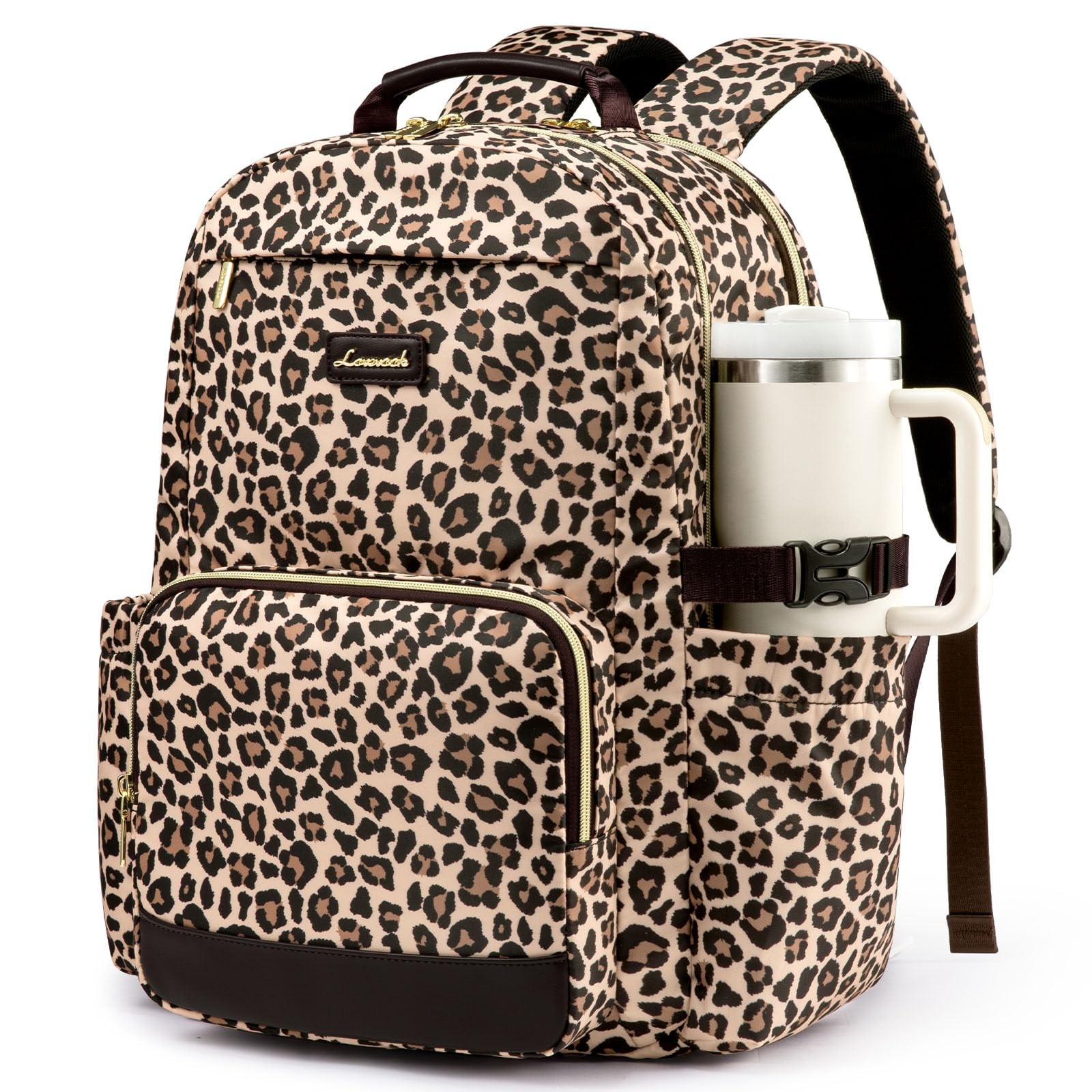 LOVEVOOK Laptop Backpack 15.6 Inch Leopard Print Women Waterproof