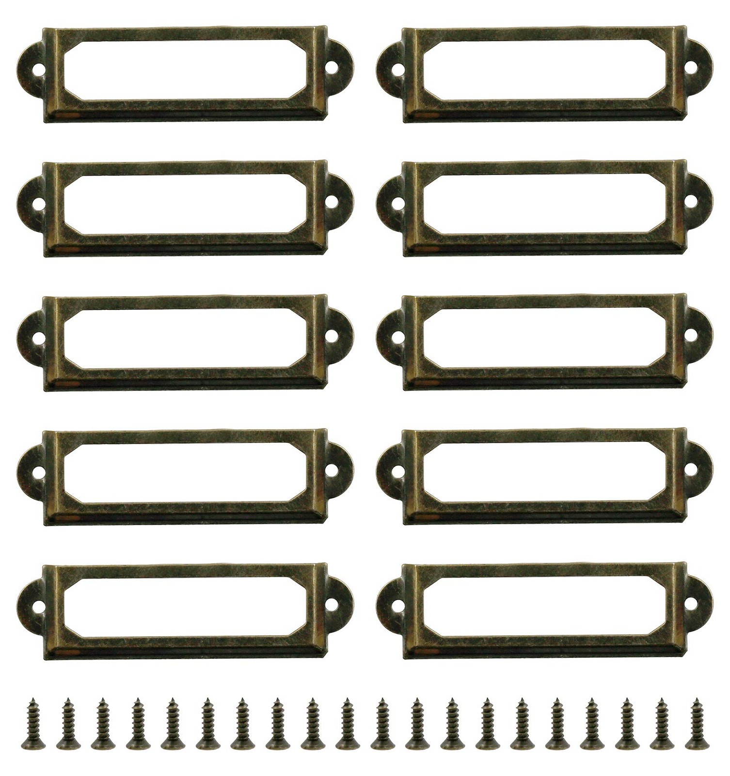 50Pcs Antique Metal Label Holders 2" X 0.67" for Office File Drawer Cabinet