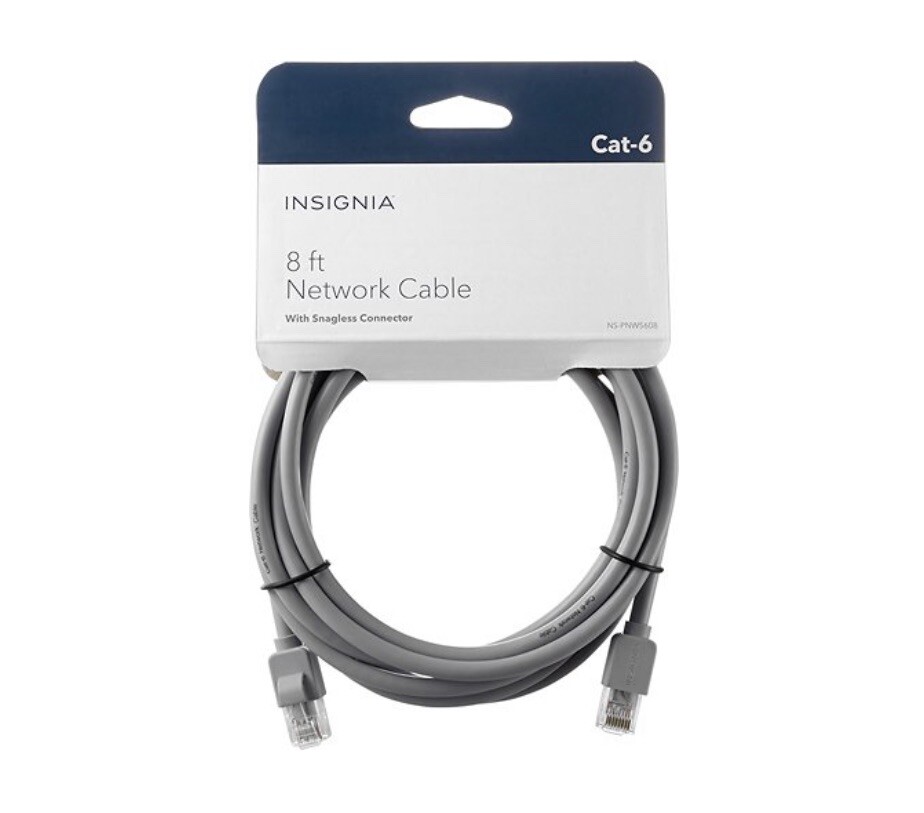 LOT OF 4 Packs - Insignia 8 Ft Cat-6, 10 Gbps Ethernet Network Cable Gray